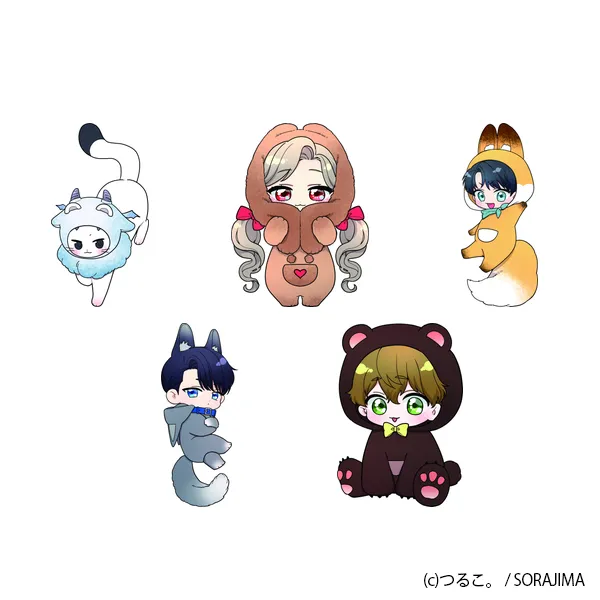 『無能な継母ですが、家族の溺愛が止まりません！』描き下ろしイラストを使用しためじるしチャーム5種セット