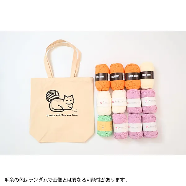 『かぎ針編みの、あみこもの』プロジェクトバッグ＆もちだあかり先生セレクト毛糸12個セット(フリルトート、ペンライトケース、ポーチ制作用)