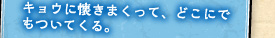 キョウに懐きまくって、どこにでもついてくる。