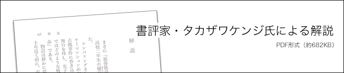 書評家・タカザワケンジ氏による解説 (約392KB)