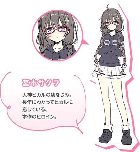 宮本サクラ:大神ヒカルの幼なじみ。長年にわたってヒカルに恋している。本作のヒロイン。